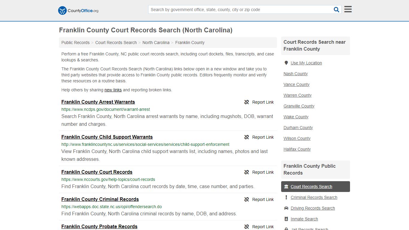 Franklin County Court Records Search (North Carolina) - County Office