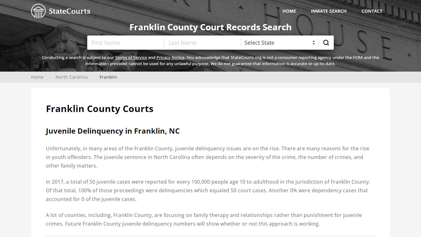 Franklin County, NC Courts - Records & Cases - StateCourts