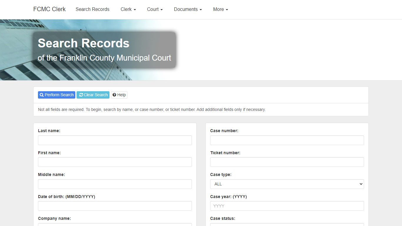 Search Records - Franklin County Municipal Court Clerk